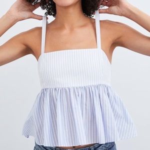 Zara Blue Stripe Open Back Tank